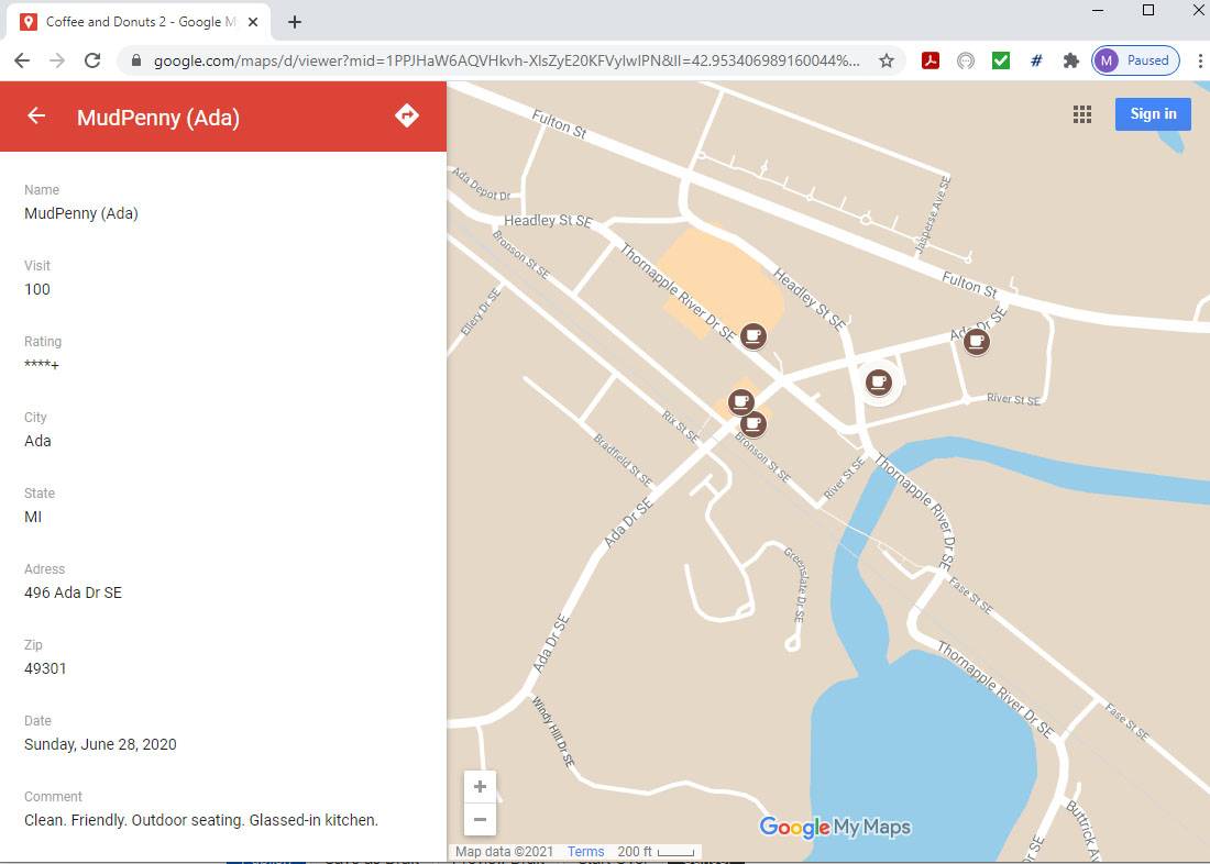 Google's My Map screenshot
